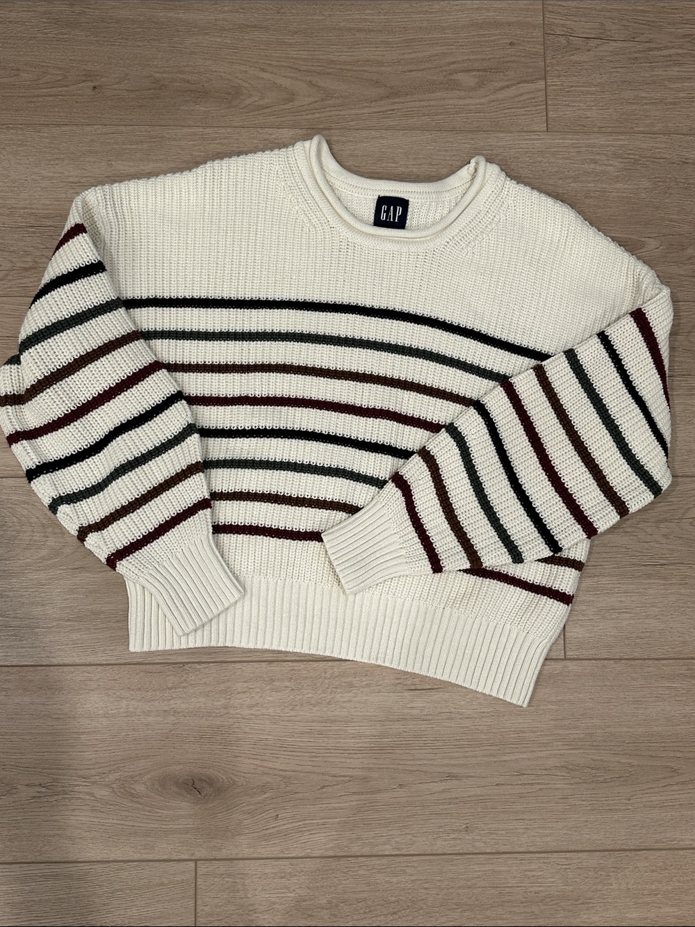 GAP Cream Striped Roll-Neck Sweater 100% cotton